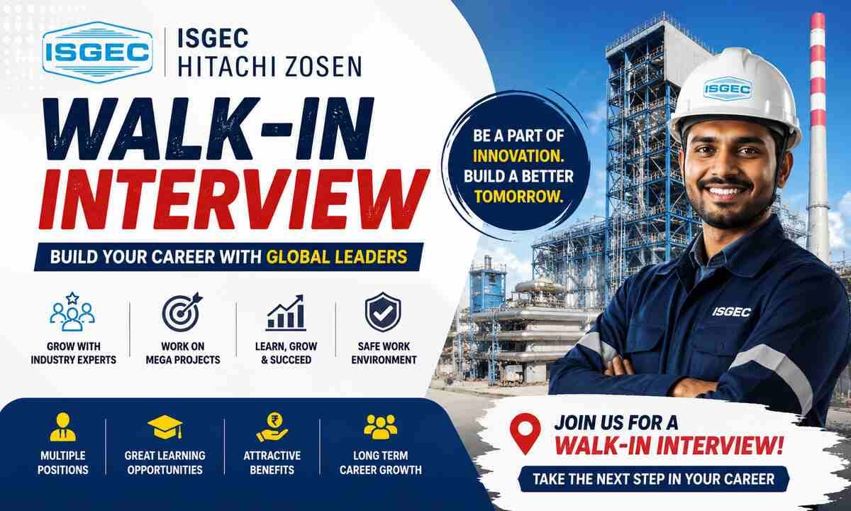 ISGEC Hitachi Zosen Walk-in Interview 2026